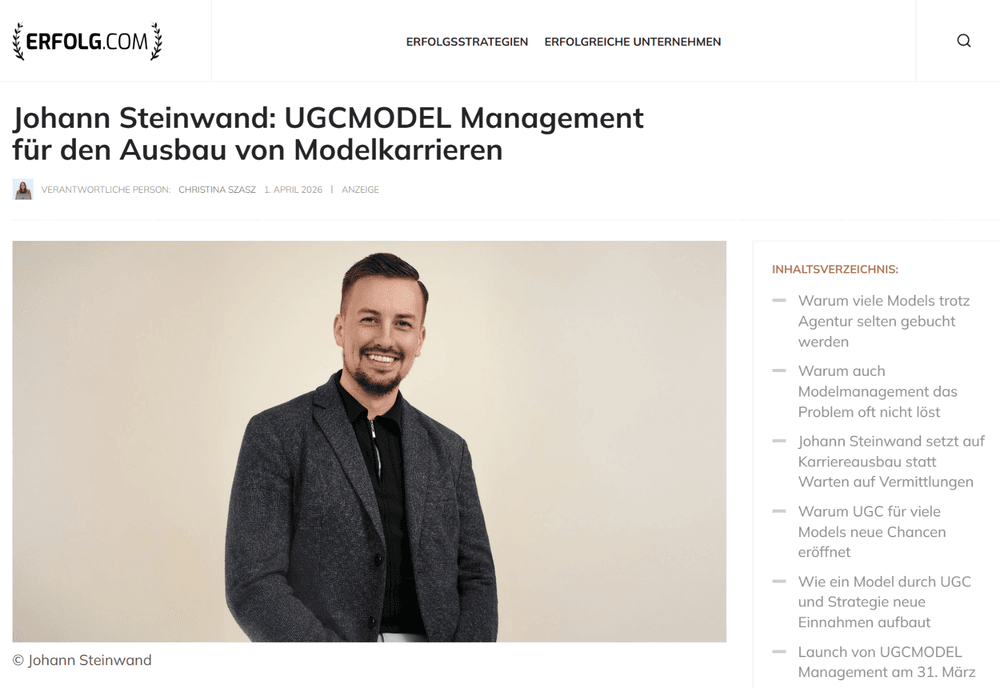 Bericht über Johann Steinwand auf erfolg.com