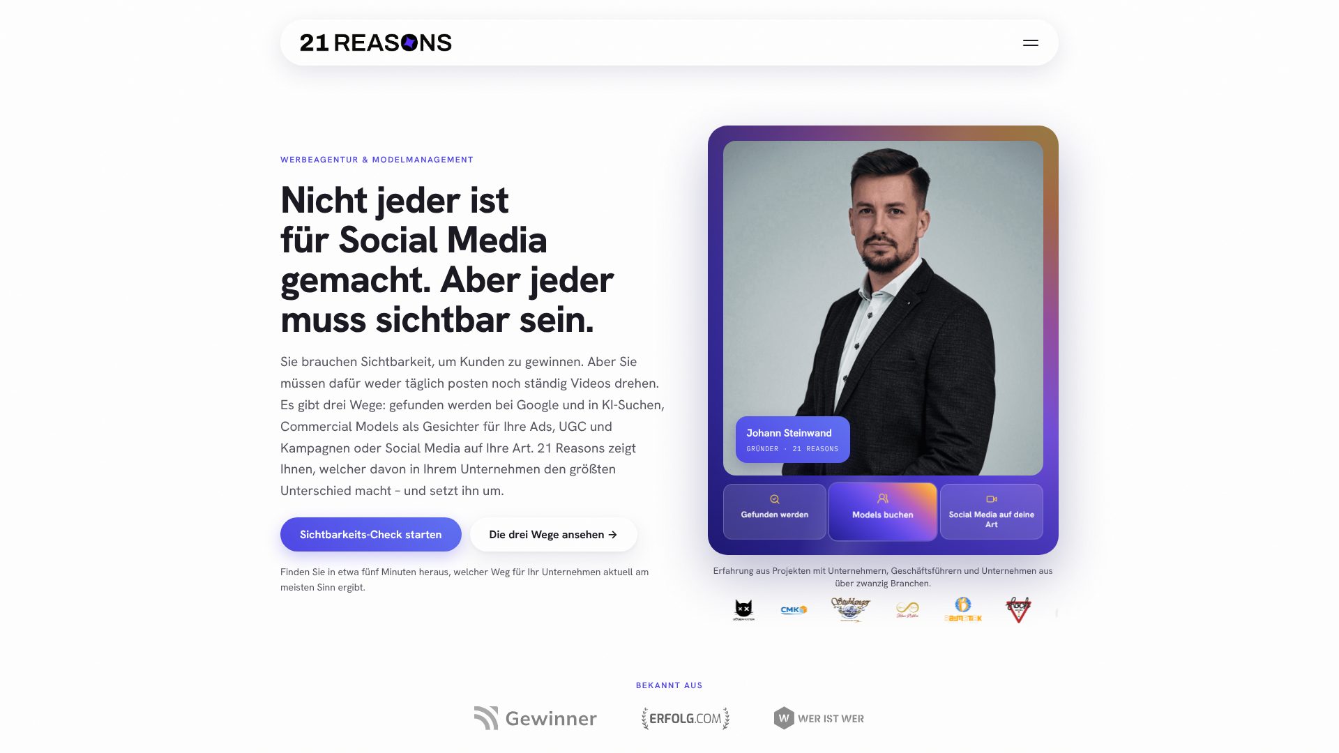 KI-Website für 21 Reasons